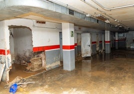 Destrozos en el interior del aparcamiento de La Torre.
